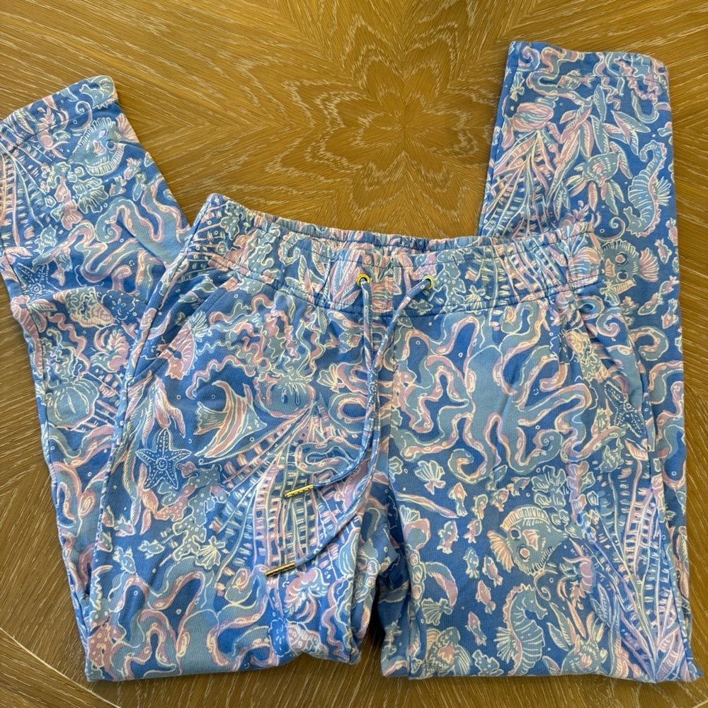 Lilly Pulitzer Emora Knit Pants Size XS in Boca Blue Sea What - Picture 2 of 7